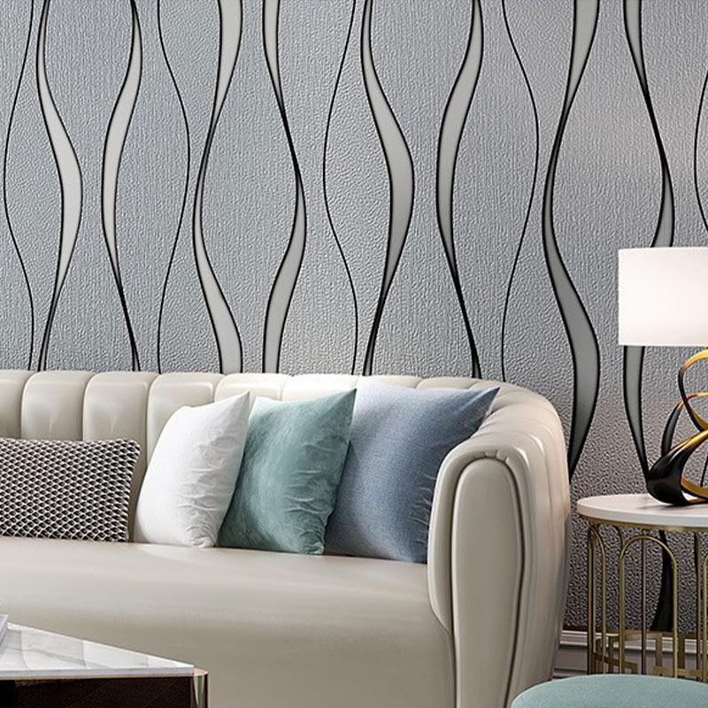 One roll of self-adhesive wavy striped PVC wallpaper, Waterproof decorative wallpaper, easy to install, simply tear and stick, waterproof, removable, easy to clean, and cut to size, suitable for bedroom, living room, TV background wall, decoration