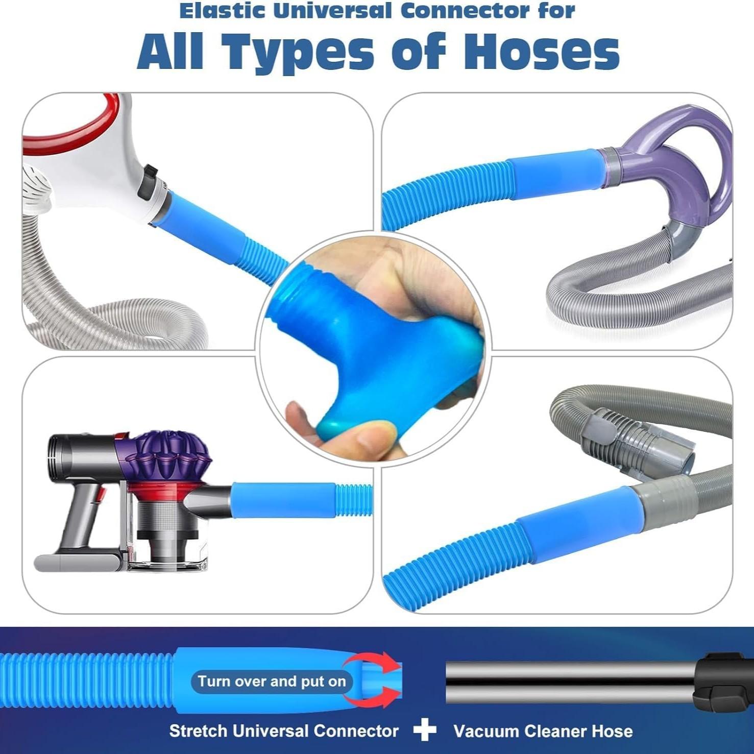 Dryer Vent Cleaning Kit, Universal Fit for Most Vacuum Cleaners, Deep Cleans Clogged Vents, Reduces Fire Hazards, Dryer Vent Cleaner Dryer Lint Vacuum Attachment with Stretch Connector Compatible with All Vacuum Cleaner Vacuum Hose Lint Remover