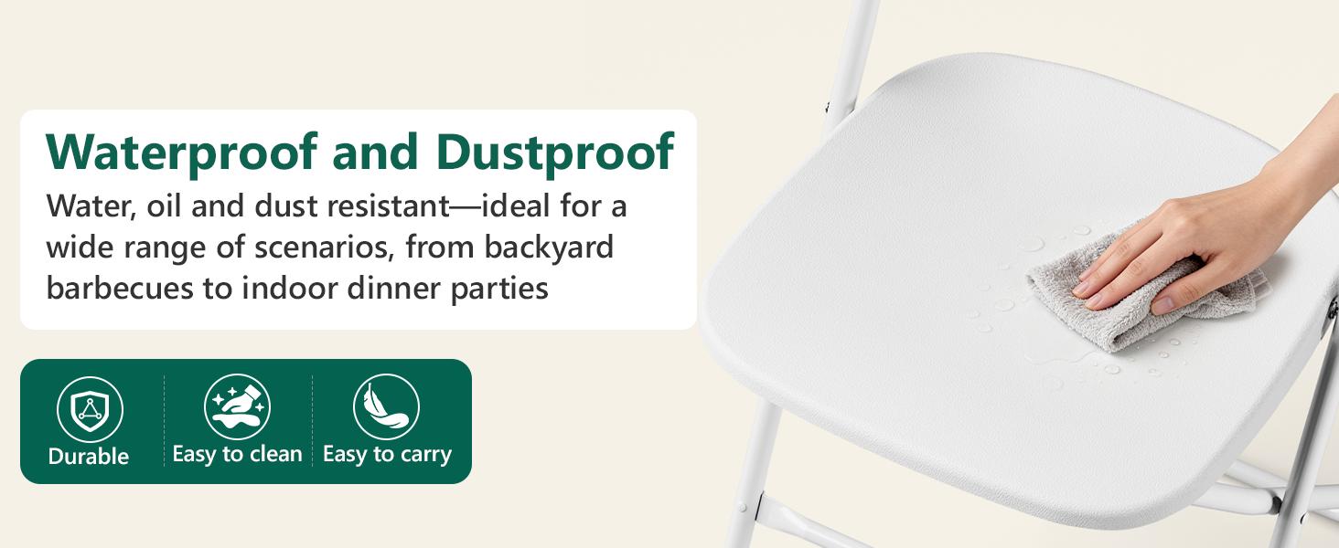 Folding Chair Pack, White Plastic No Assembly Required Folding Chairs with Non-Slip Feet, Foldable Chair Set for Camping, Parties, Weddings, Events