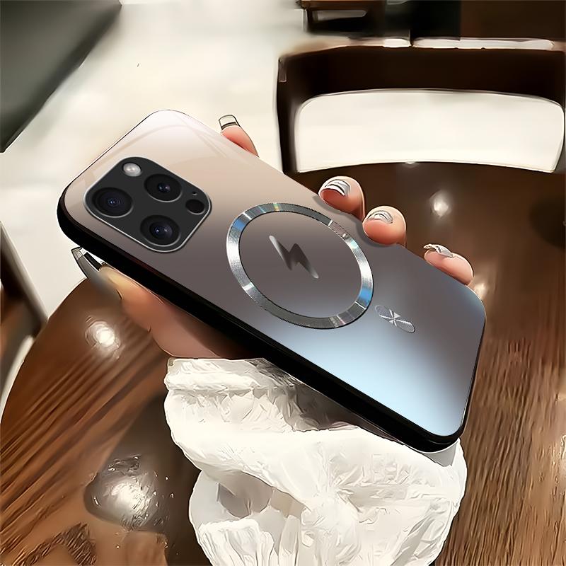 Luxury Ombre Gradient MagSafe Case – Futuristic Metallic Glossy Magnetic Cover for iPhone 16 Pro — 975