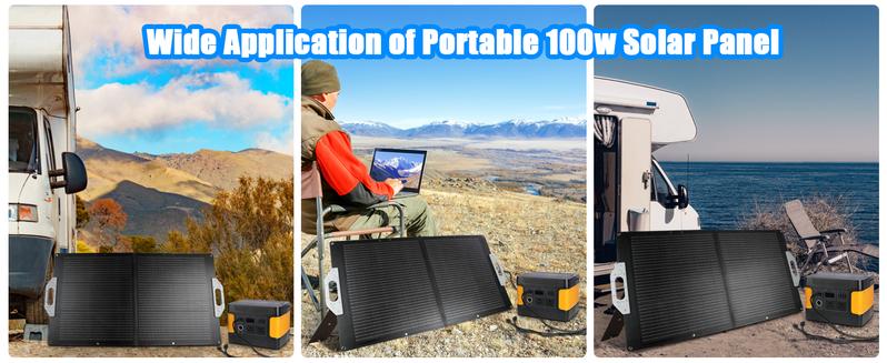 100W Portable Solar Panel, 18V Foldable Solar Panel, 23% High Efficiency Solar Panels with USB/DC/MC4 Output IP67 Waterproof for Outdoor Camping RV Trip
