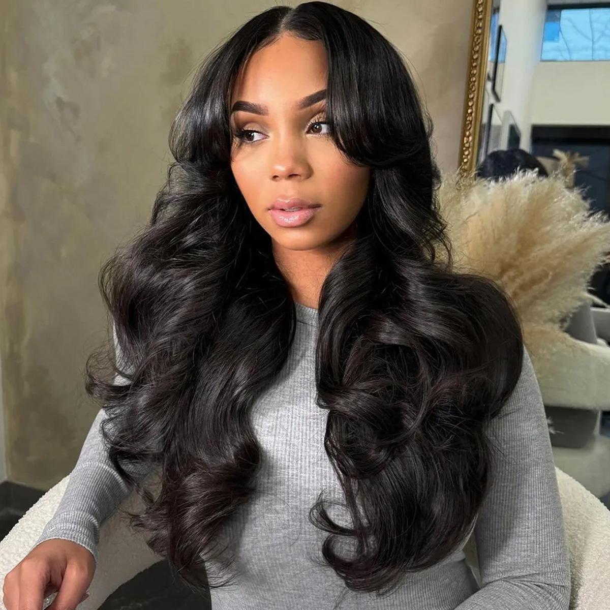 Mscoco Curtain Bangs Body Wave Human Hair Wig 6×5 Ready To Go Glueless Hd Lace Wig Face-Framing With Layers