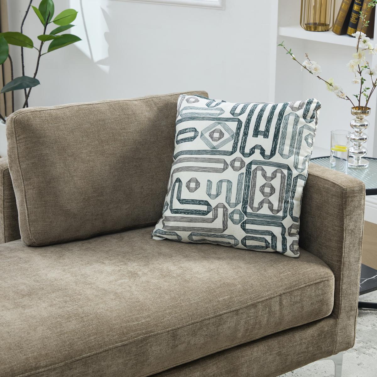 77.5''W Upholstered Chenille Slipcovered Chaise Lounge, Modern Oversized Settee Couch with 4 Pillows, Sleeper Sofa Daybed Bench with Armrest & Open Backrest for Living Room Guest Bedroom Window.Taupe