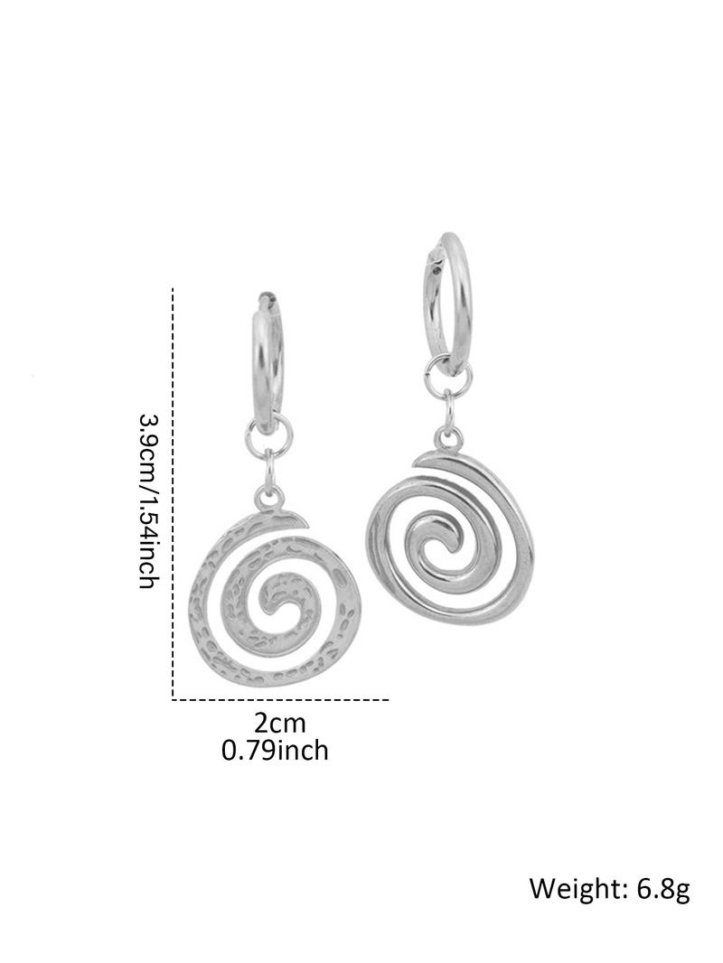 Vintage Geometric Spiral Design Dangle Earrings, Y2K Fashion Stainless Steel Jewelry for Women for Party, Daily Decor, Trendy All-match & Exquisite Jewelry for Birthday Gift