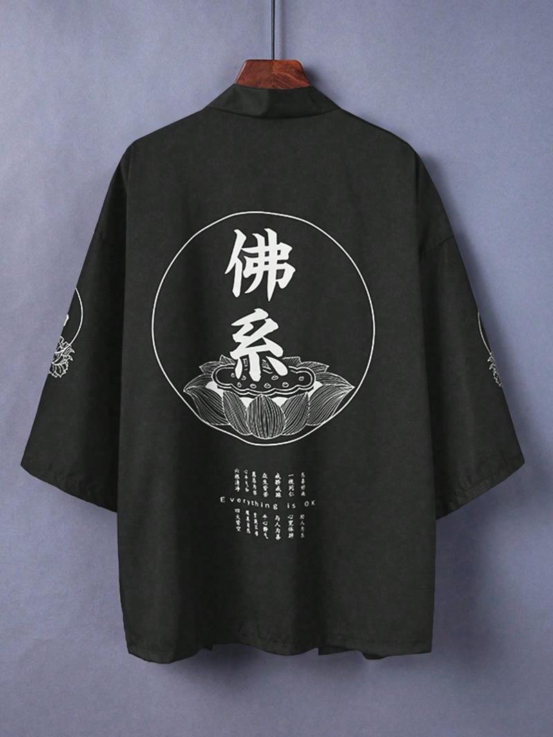 Loose Street Fashion Kimono Shirt for Summer, Japanese Style Seven-Quarter Sleeve Coat, Lightweight Couple's Jacket for Casual Wear