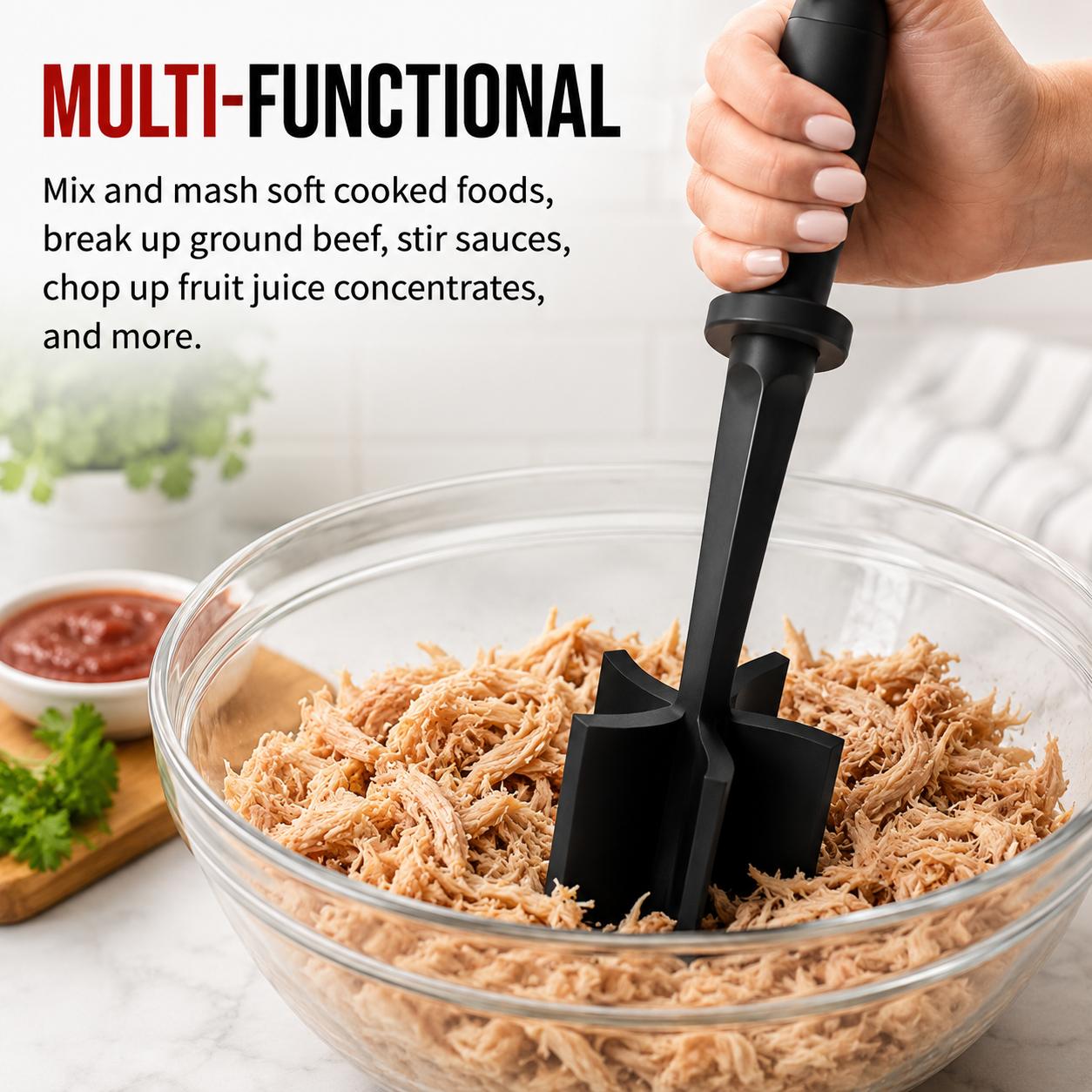 Meat Chopper and Masher, 5-Blade Ground Beef Chopper Tool, Heat Resistant Hamburger Meat Masher, Mix and Chop Kitchen Tool for Potatoes, Eggs, Avocado and Soft Cooked Foods Meat Chopper and Masher, 5-Blade Ground Beef Chopper Tool, Heat Resistant Hamburger Meat Masher, Mix and Chop Kitchen Tool for Potatoes, Eggs, Avocado and Soft Cooked Foods