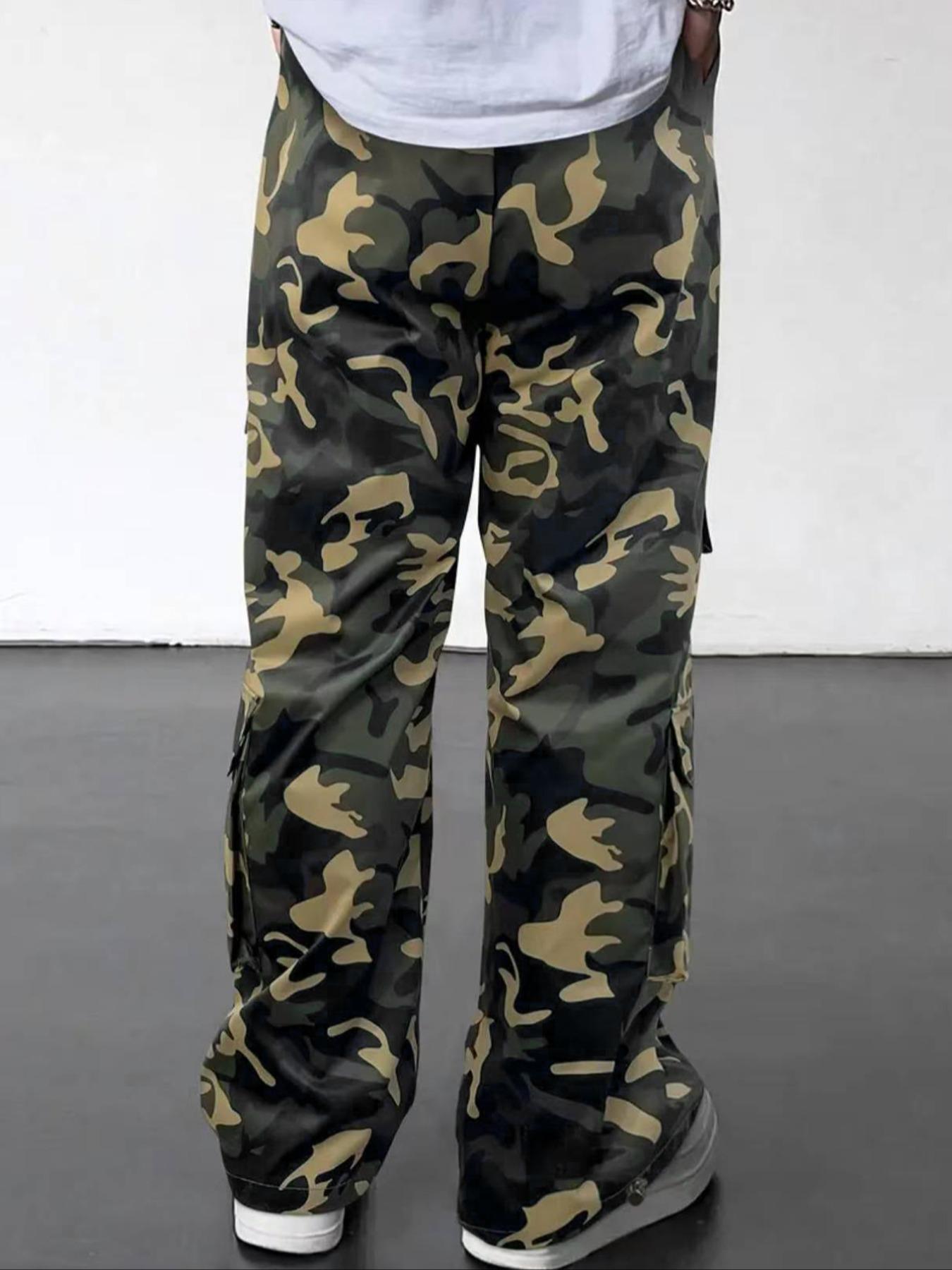 Men's Camo Print Pants, Casual Comfy Multi-pocket Trousers for Daily Wear, Fashion Men's Bottoms for Spring & Fall
