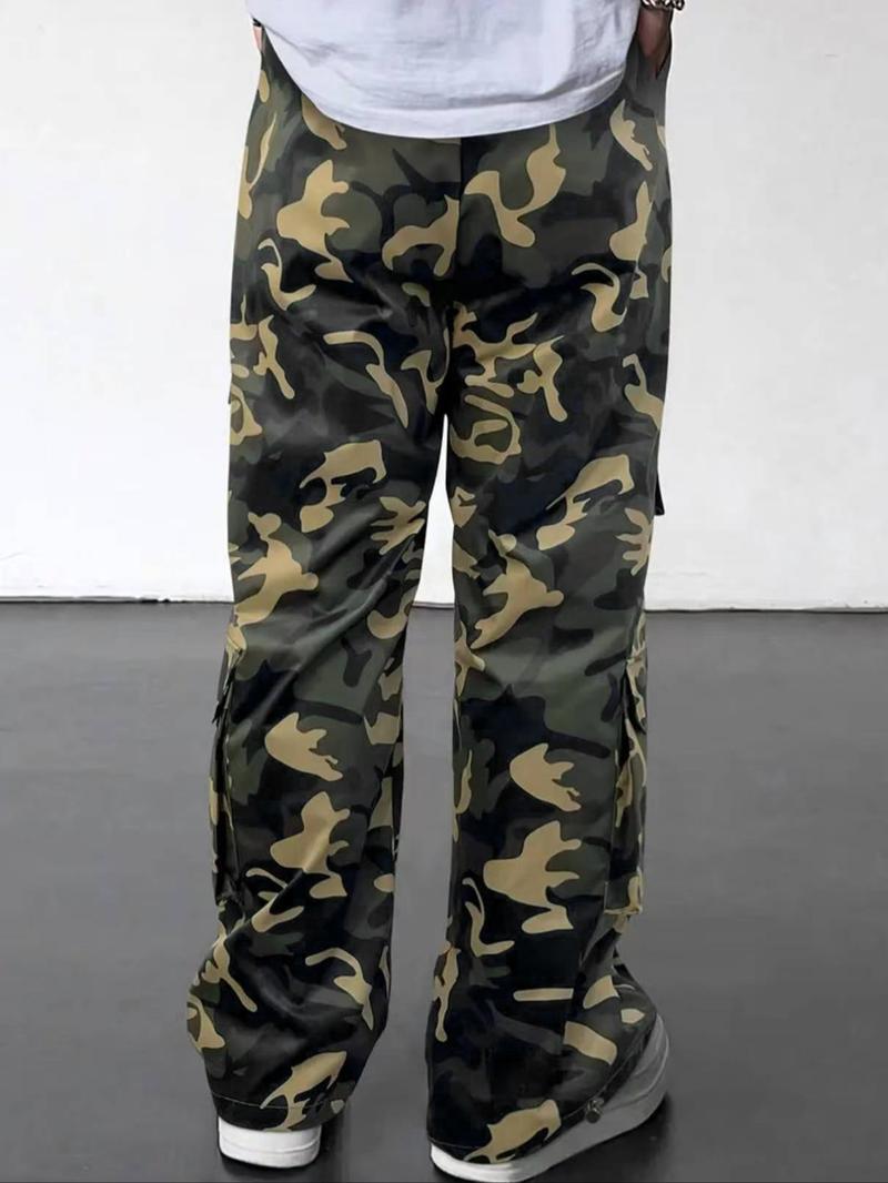 Men's Camo Print Pants, Casual Comfy Multi-pocket Trousers for Daily Wear, Fashion Men's Bottoms for Spring & Fall