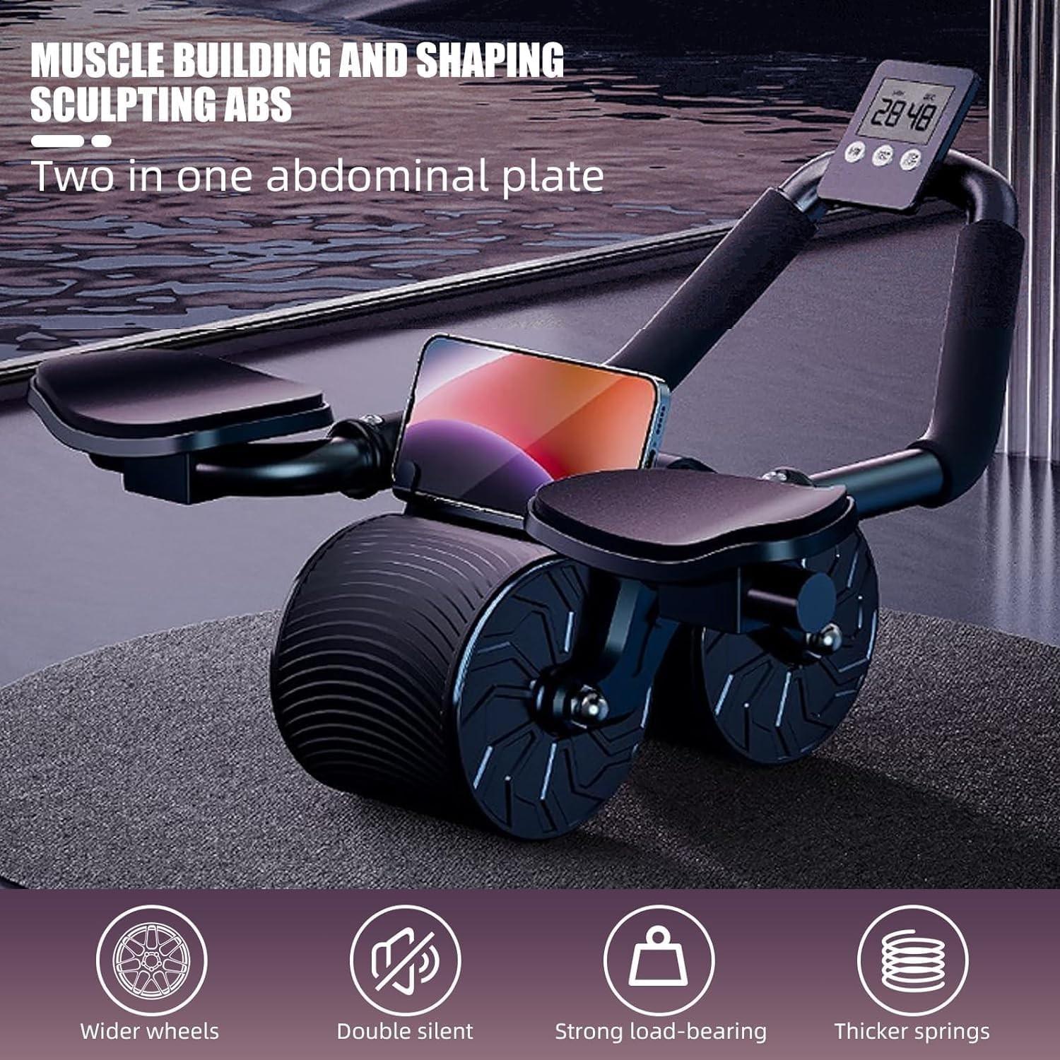 Ab Roller With Knee Pad, Automatic Rebound Abdominal Training Tools With Timer, Abdominal Exercise Equipment For Home Gym, Abdominal Fitness Wheel