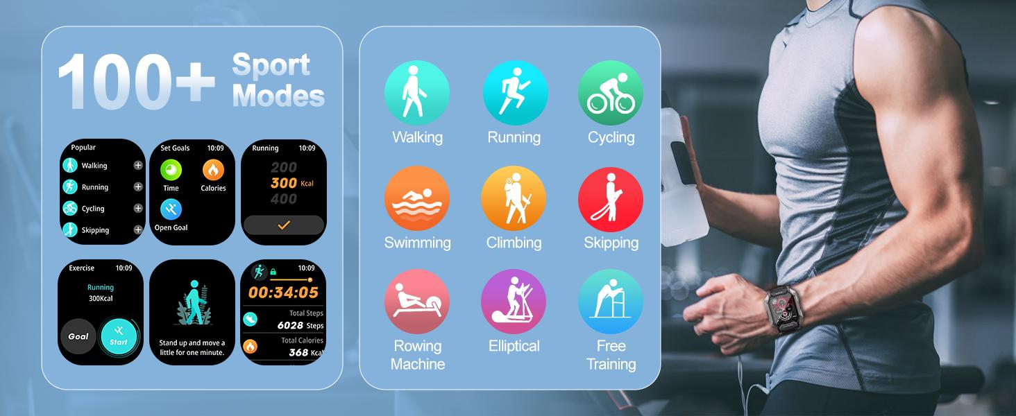 Smart Watches for Men - 2.01'' HD Display, 80 Days Long Battery, IP68 Waterproof, Bluetooth Call, 100 Sport Modes Fitness Tracker Watch, Heart Rate/Blood Oxygen/Sleep Monitor Smart Watch for Android-BY