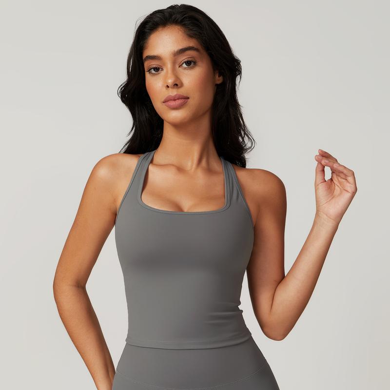 MASKERT Women's Square Neck Sleeveless Stretchy Tank Top Lightweight Casual Chic Comfortable Workout Gym Outfit