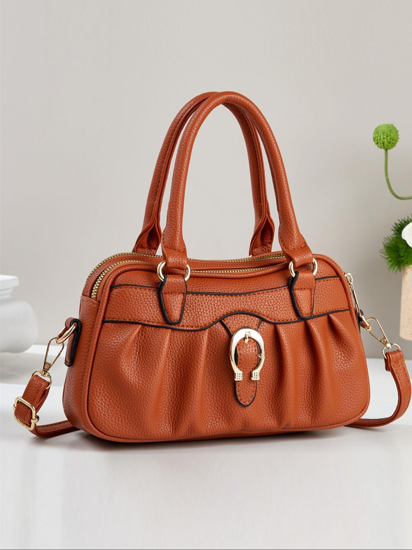 New Simple Women's Handbag Classic Elegant Fashion Durable Easy Carry Versatile Casual All-Seasons Large Capacity Shoulder East West Crossbody Bag, PU Leather Handbag, Casual Shoulder Purse, Casual Bags