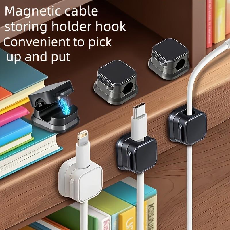 6-Piece Magnetic Cable Clips Set, Desktop & Bedside Adhesive Cable Organizer, Office Supplies, Multi-Function Cable Management System, No Drilling Required