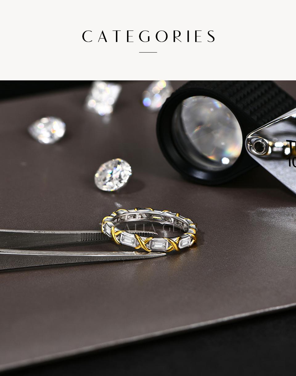 Baguette Shape 3*1.5mm Synthetic  Moissanite Ring  Birthday Gift Daily Wear Fine Jewelry R161