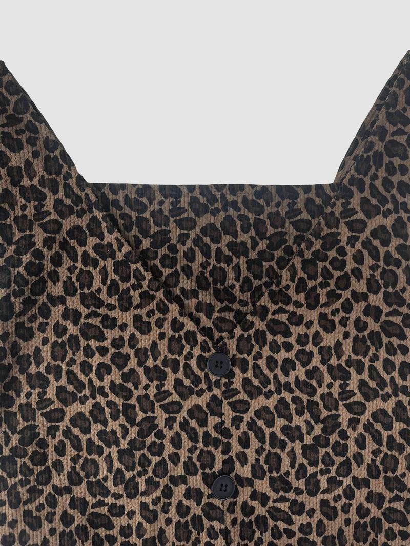 Valentine's Day Women's High Neck Inner Layer + Leopard Print Strap Skirt Set, Casual Daily Spring Autumn Commuter, Two-Piece Ensemble