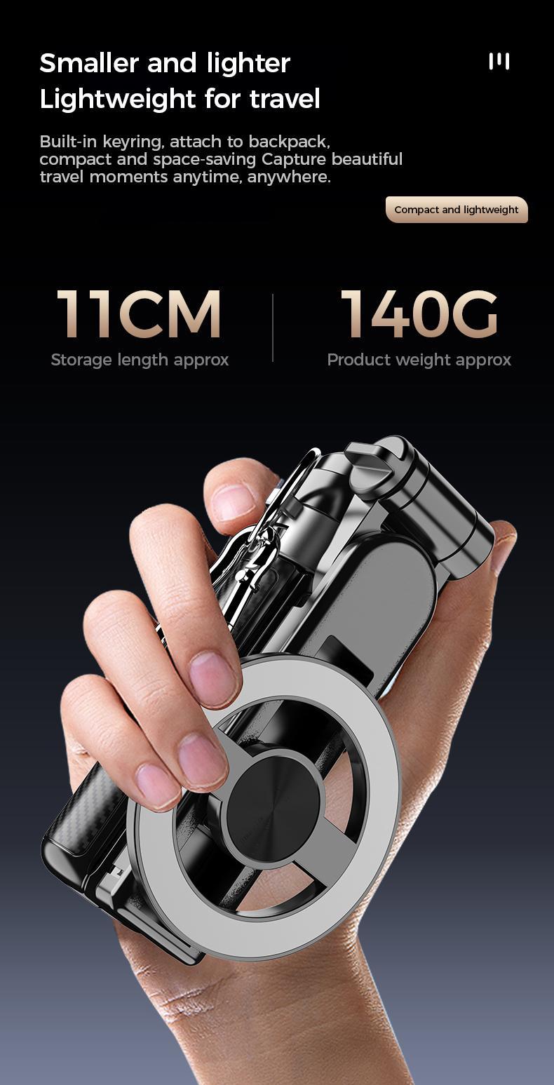 2026 New 4-in-1 Multifunctional Magnetic Selfie Stick 360° Rotation Compact Stylish with Wireless Bluetooth Control Magnetic Phone Holder for Selfies Video Recording Vlogging Compatible with Most Phone Modes Tripod Stabilizer ，Max extend to 14.96 inches