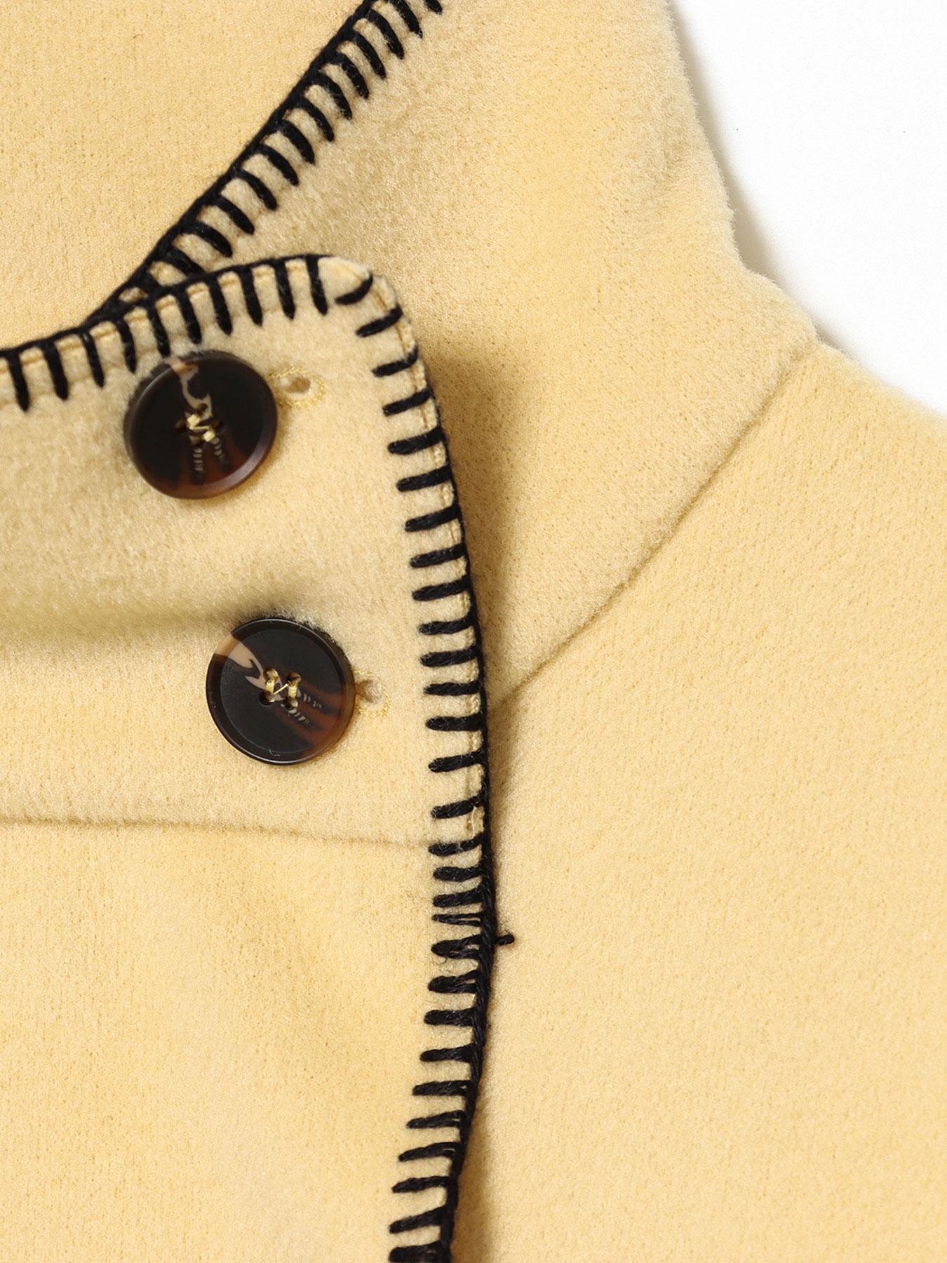 Women's Solid Button - Up Jacket Coats Yellow & Gray High Neck Spring & Fall Oversized Sleeves Casual Chic & Unique Outerwear Women's Fashion Piece Ladies Clothes for Daily Wear