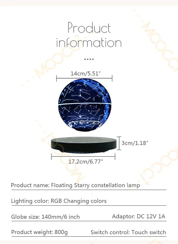 Magnetic Levitation Floating Starry Lamp, Touch Control RGB & 2700K Warm White LED Night Light, Levitating Globe Decor for Bedroom, Desk, Office – Unique Gifts