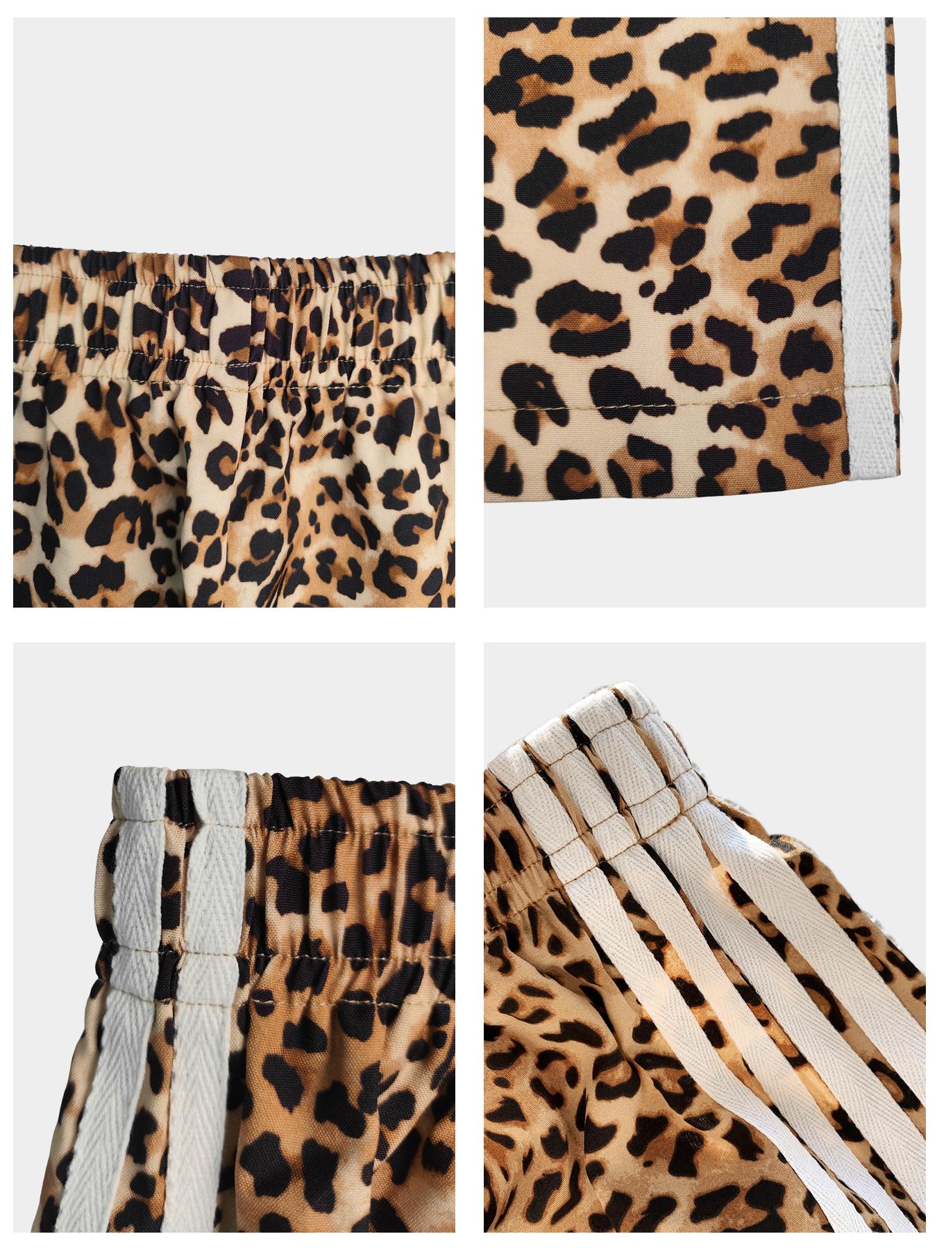 1 Piece Leopard Print Side Stripe Wide Leg Pants, Spring Summer Fall All-Season Wear, Elastic High Waist Loose Fit Trousers for Women, Y2K Streetwear, Casual Comfy Baggy Pants for Daily/Street Style, Casual Palazzo Pants, Casual Fashion Pants