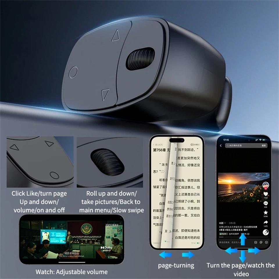 Wireless Bluetooth-compatible Compatible Remote Control Ring, Portable Selfie Mouse Video Page Turn Loop, Convenient Mobile Accessory, Cellphone Accessories