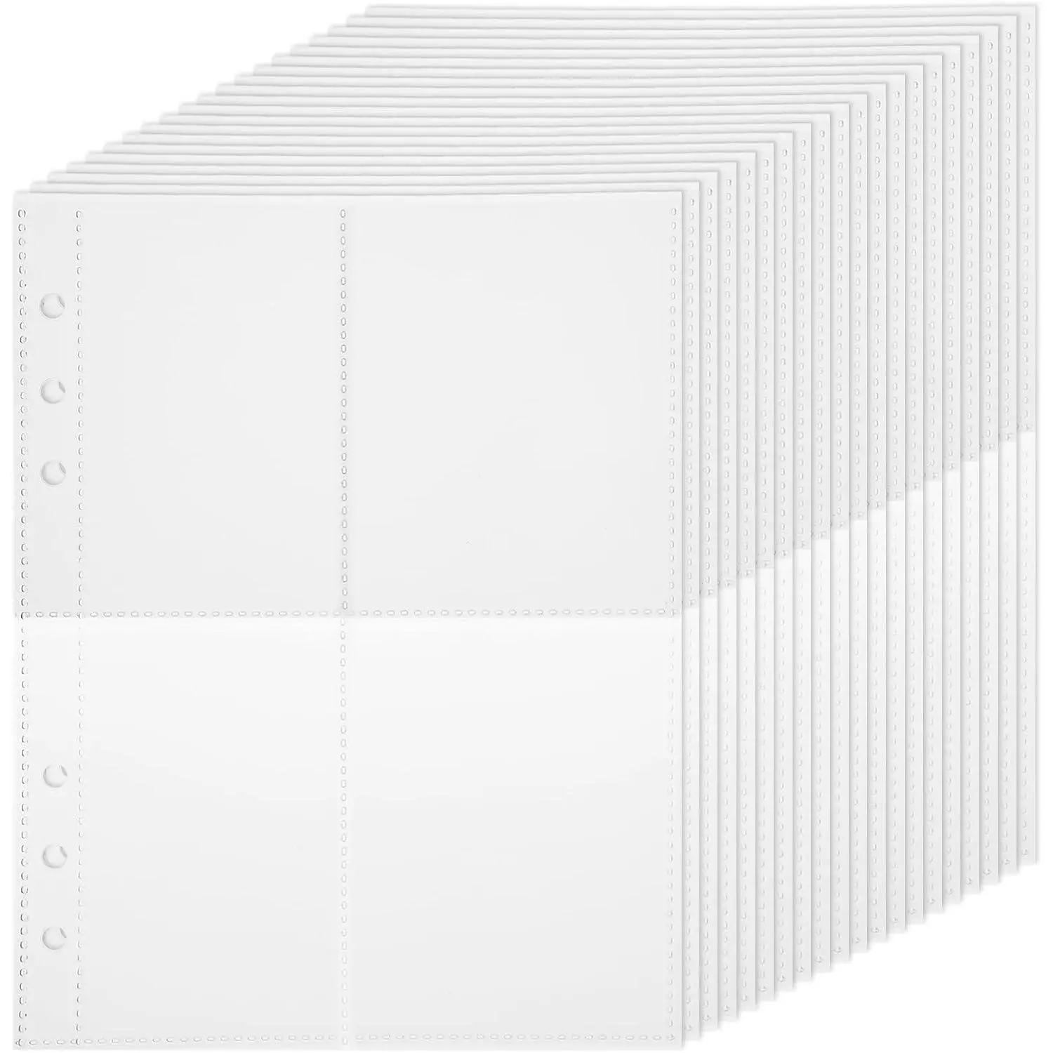 20 Sheets A5 Binder Pockets Clear Binder Sleeves Double Sided 4 Pocket Card Sleeves Binders Pages, Top Loading Plastic Protector Sheets for 6 Ring A5 Binders, Photo Card Sticker Seed Packet Organizer