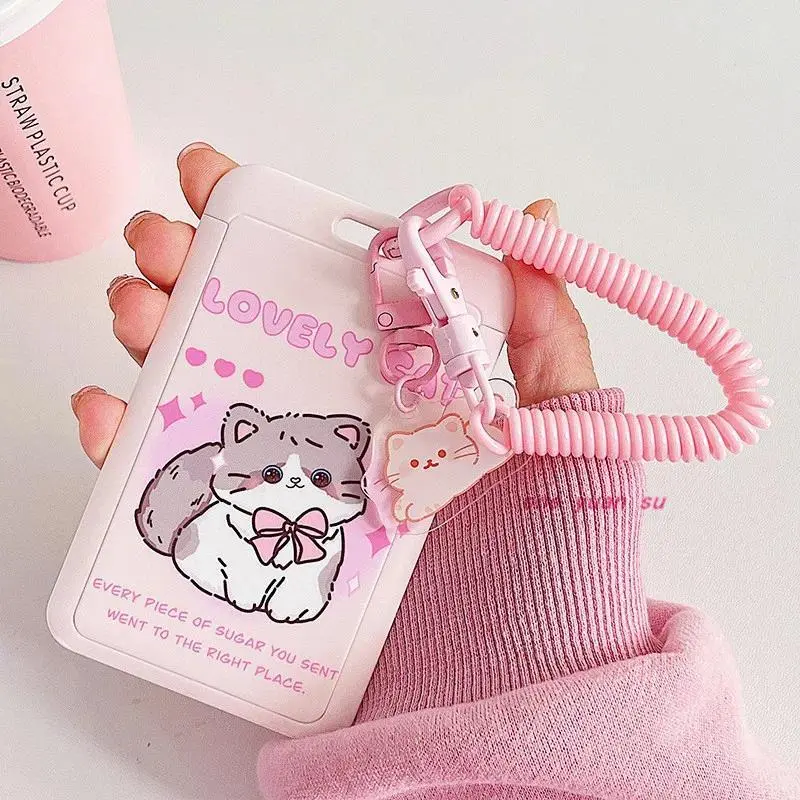 Credentials Holder Cute ID Card Case With Elastic Lanyard Card Holder Pendant Removable Badge Holder Exquisite Name Tag Holders