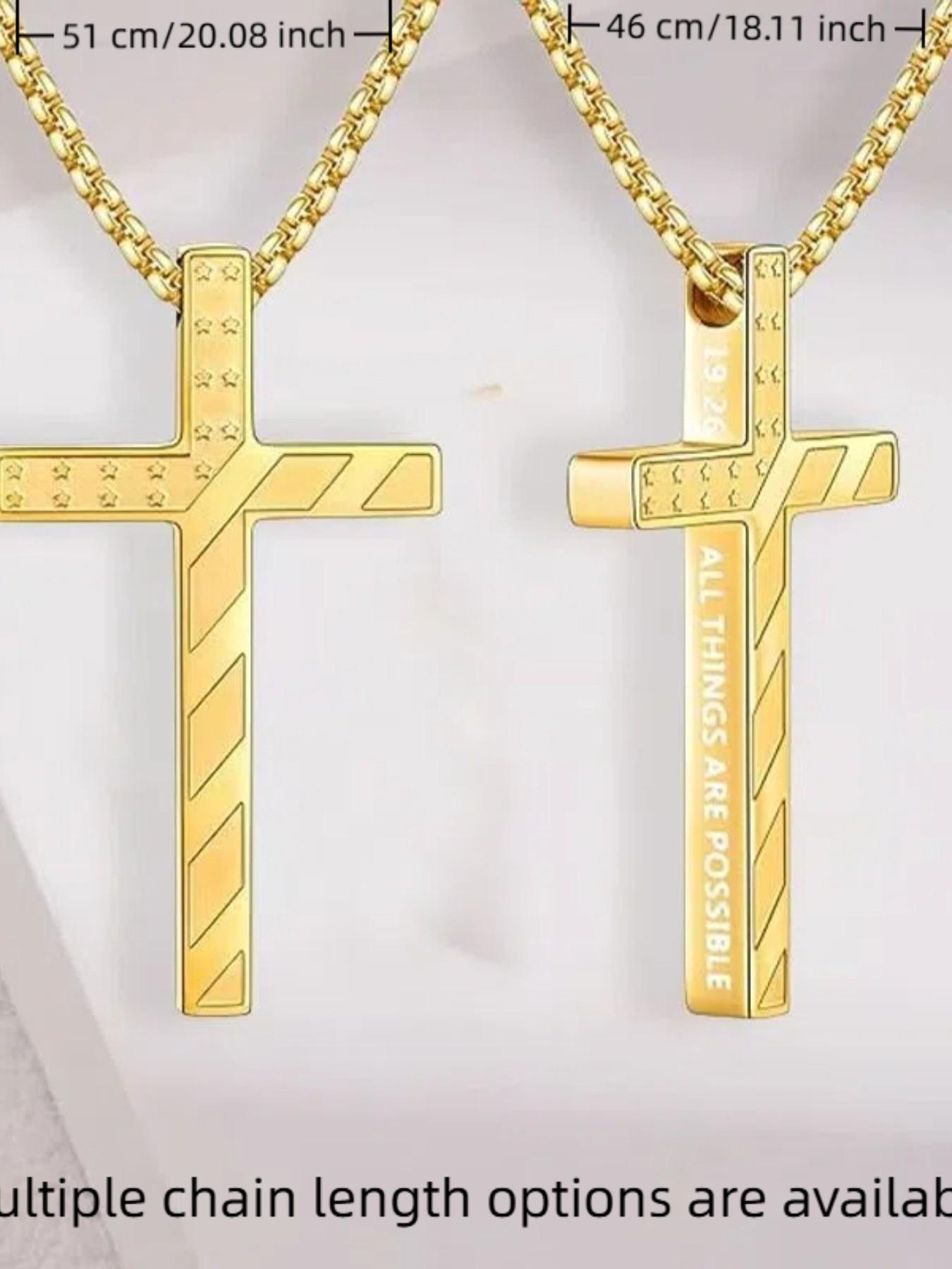 Unisex Stainless Steel Cross Necklace, Trendy Fashion Accessory, Versatile Design for Men and Women, Unique Style Jewelry