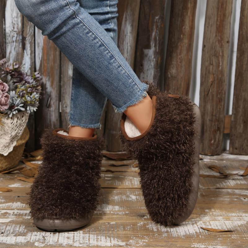 Womens Cozy Fuzzy Ankle Snow Boot Fleece Slippers for Indoor and Outdoor Wear Winter Warm Mini Boots Shoes Springfresh