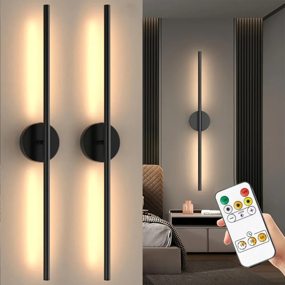 LED Wall Light Rechargeable No Installation Required, Remote Control Dimmable Ambient Lighting, 19.7 Inch Home Decor Lamp for Living Room Bedroom Office Hallway