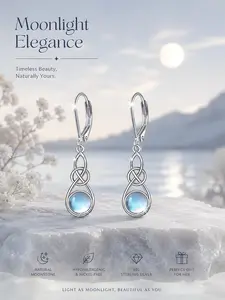 Elegant S925 Silver Celtic Knot Moonstone Earrings, Elegant Minimalist Earrings, Fashionable Dangle Drop Design, Perfect for Daily Wear, Gift for Friends Birthday Valentine's Day
