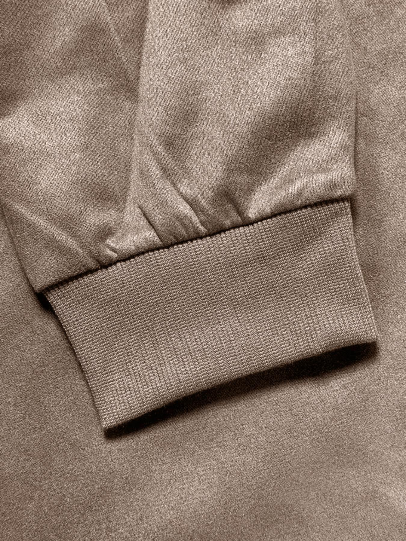 Men's Solid Color Suede Long Sleeve Jacket, Fall & Winter Casual Vintage Style Coat with Zipper Pockets, Classic Men's Denim Outerwear, Casual Fashionable Jacket