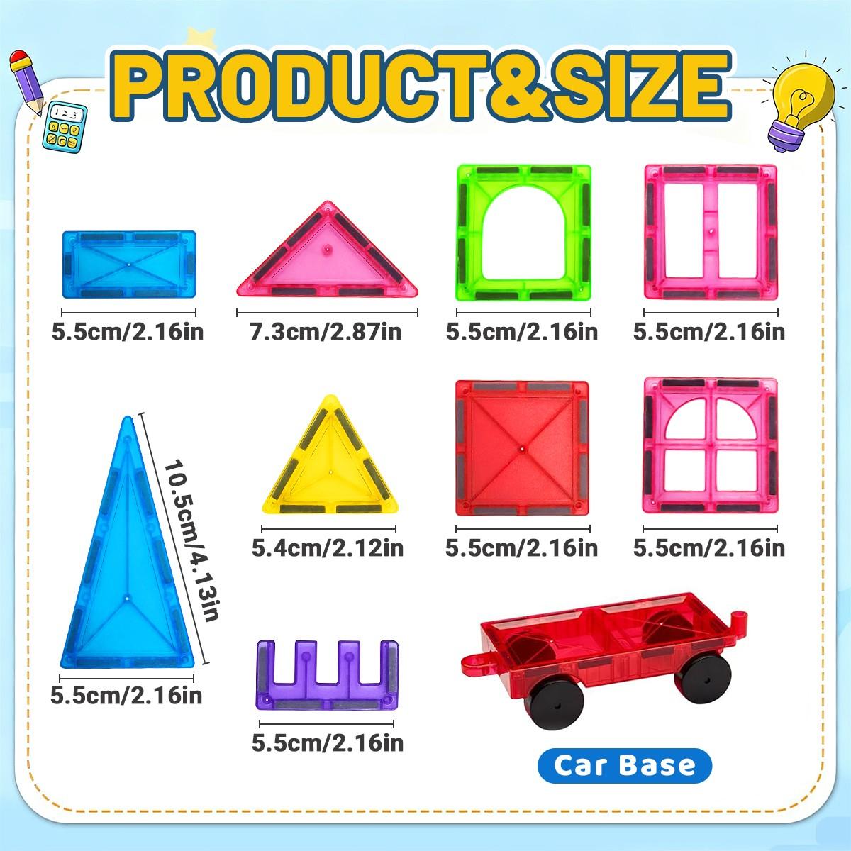 Magnetic Blocks 3D Magnet Building Blocks Set, Stem Educational Toys, Stacking & Puzzle Playset, Ideal Birthday Gift for 3+ Years Old