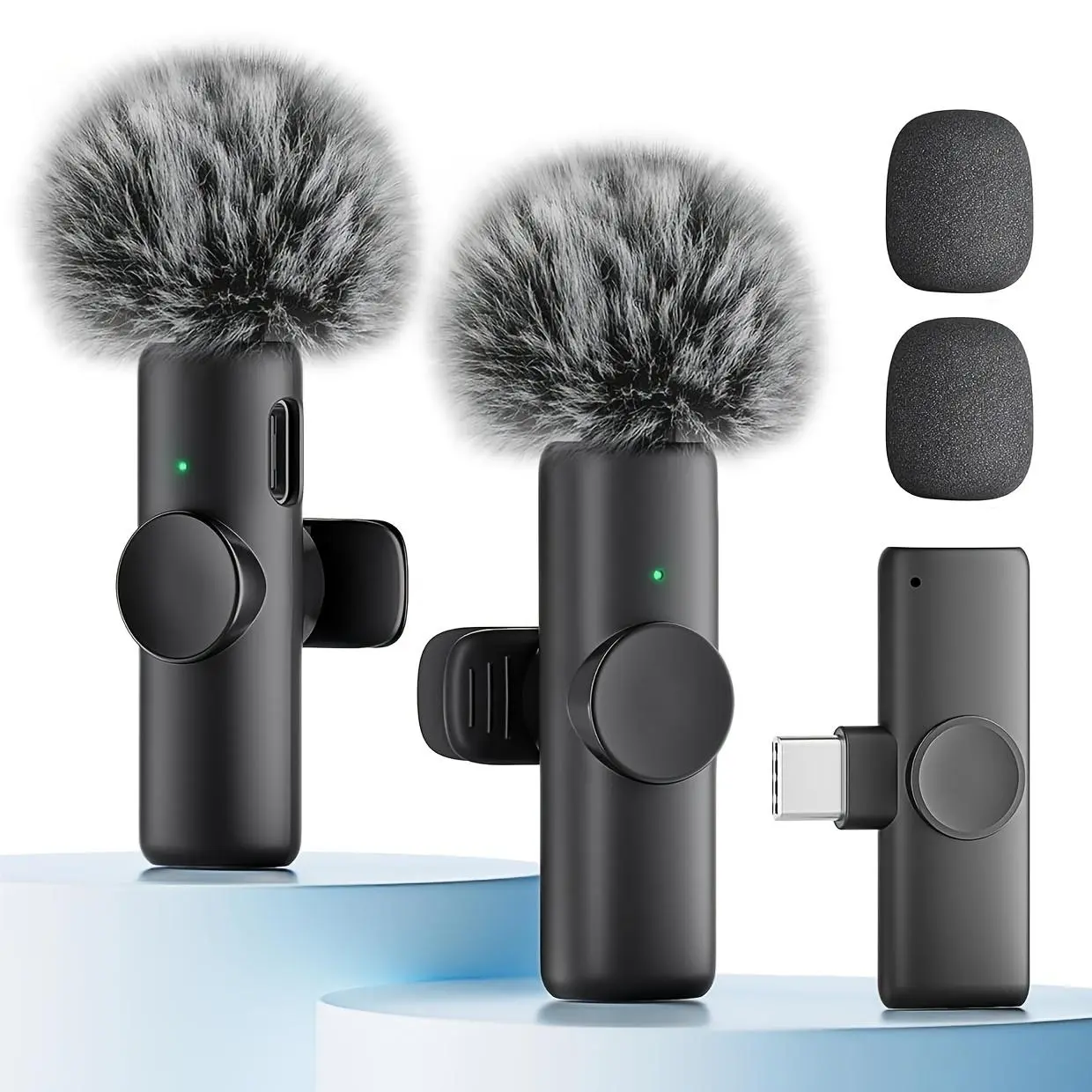 Kouzone Professional Wireless Lapel Microphone, Compatible with Android for Video Recording - Noise-Cancelling Clip-On Mic with Type-C Jack, for Douyin Youtube Vlogs And 4Th of July Wireless Mic