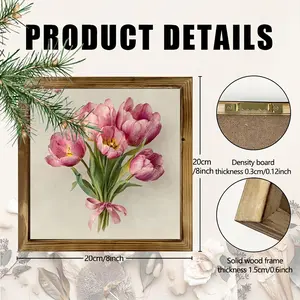 2D Flat, 1pc 1pcs Vintage Dutch Tulip Wall Art Picture Frame - Rustic Farmhouse Wood Framed Photo Decor Suitable for Home Kitchen Wedding Gift, Religious Dutch Tulip Painting for Farmhouse Style, 8x8 Inch Wood Framed Picture for Bathroom,, Cafe Door