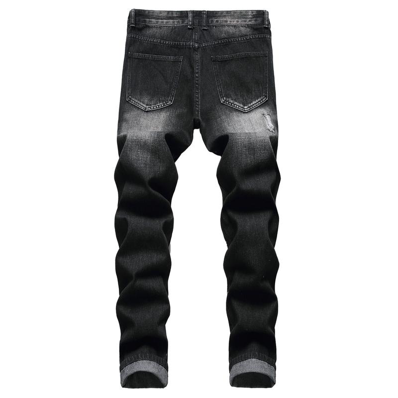 MXCVYCC Men's Black Ripped Jeans Slim fit Jeans For Men Distressed Straight Leg Men Jeans Regular fit Fashion jeans Designer Denim Pants Fathersdaygift thanksgiving outfits birthday outfits jeans for men