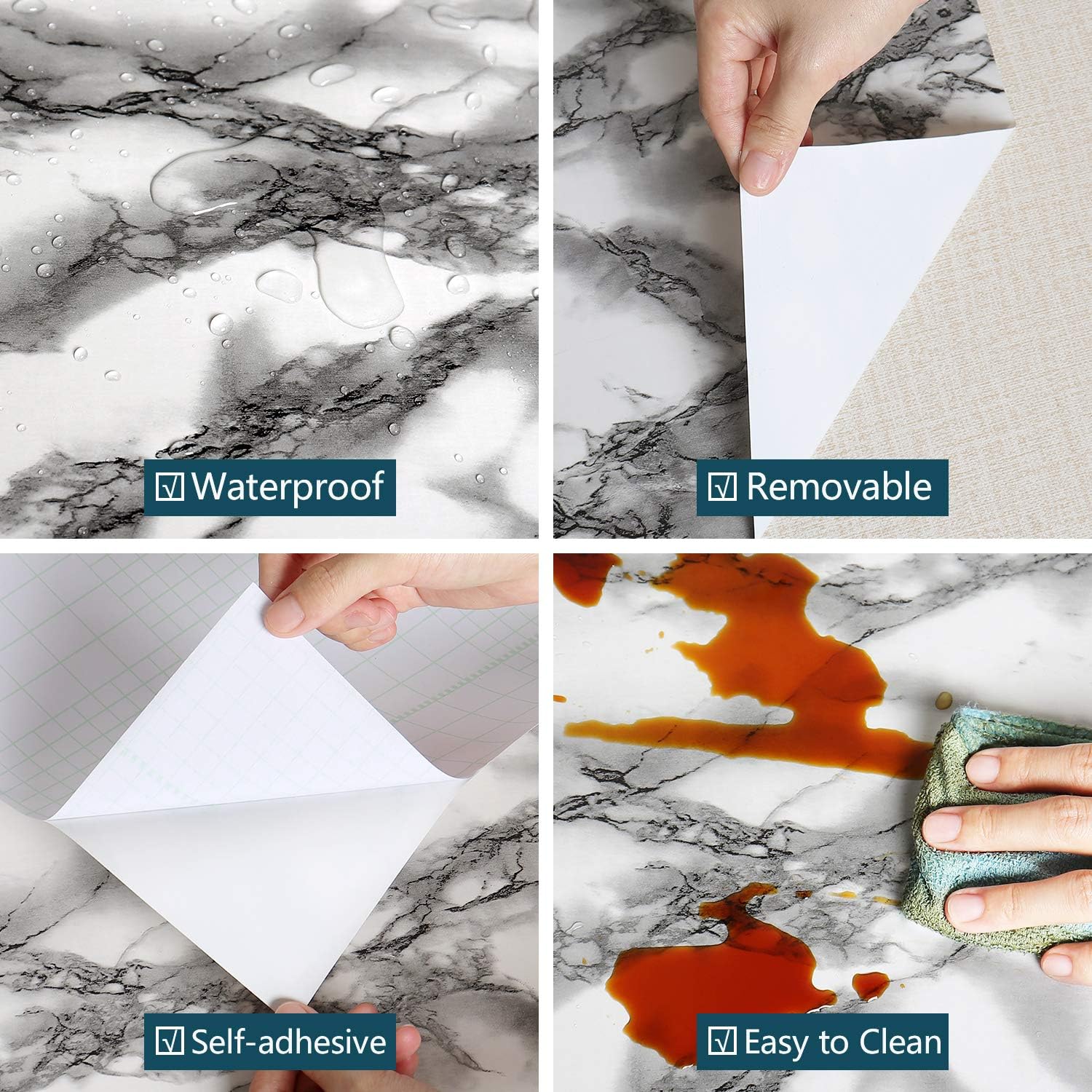 Marble Contact Paper for Countertops, Peel and Stick Wallpaper, Decorative Soapstone Wall Paper, DIY Kitchen & Bathroom Remodeling, Marble Pattern Wallpaper