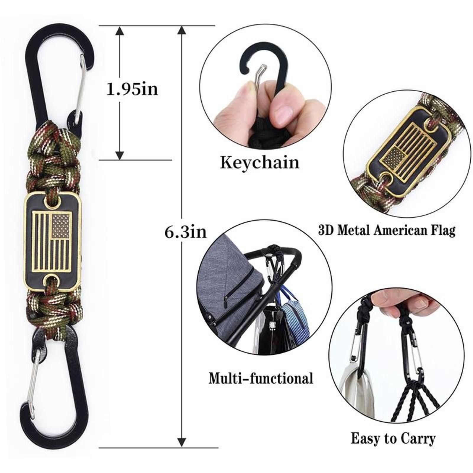 2 Heavy Duty Paracord Lanyard Necklace  550 Braided Keychain Strap with Flag Parachute Rope Keychains Strong for Outdoor Activities Camera Keys