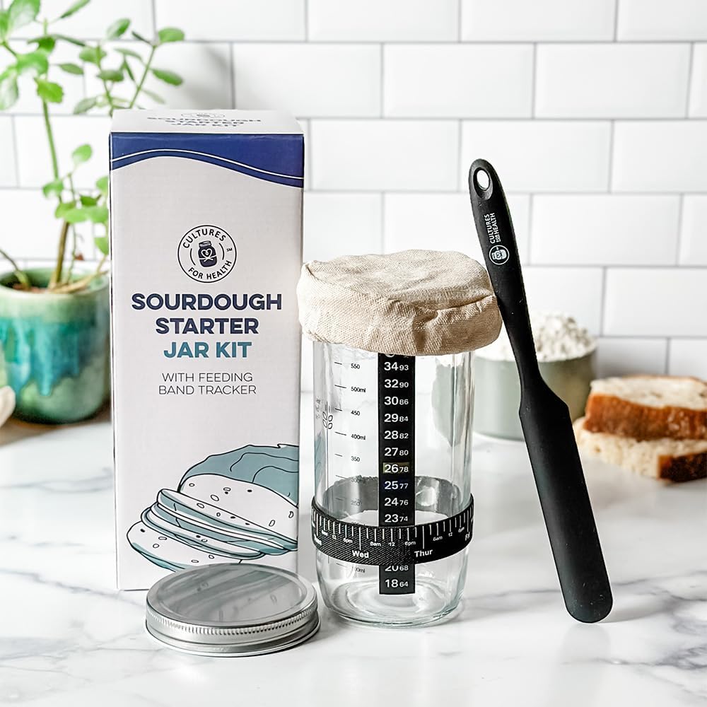 Sourdough Starter Jar Kit | Easy DIY Breadmaking Kit  Sourdough Bread | Essential Baking Supplies  Homemade Bread | Glass Jar With Spatula Baking Set | Fermentation Set