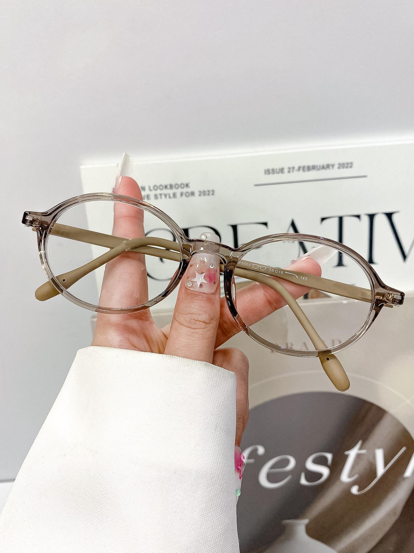 New High-Quality Tr Oval Fashion Glasses, Unisex Trendy Classic Versatile Decorative Eyewear, Perfect for Men and Women