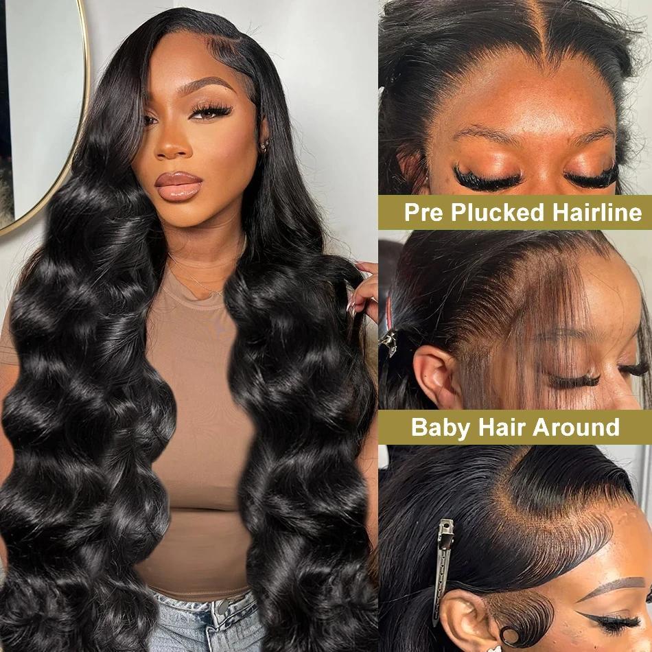 Bling Hair 30 Inch 13x6 Lace Front Wigs Human Hair 180% Density Body Wave Lace Front Wigs Human Hair Pre Plucked Glueless Wigs Human Hair Wigs 13x6 HD Lace Frontal Wigs Human Hair Lace Front Wigs for Women