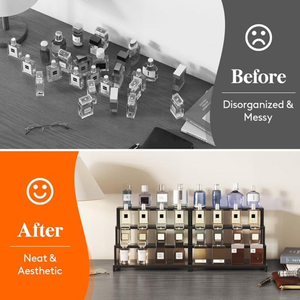 4 Tier Black Display Stand for Cologne,Perfume,Figures, Cupcake, Dessert, Spice, Fragrance, Countertop, Vanity, Dresser, Cabinet Use Racks Set Organizer