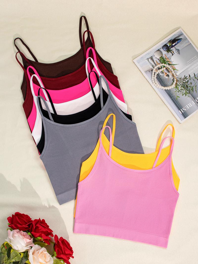 8 Pieces Women's Solid Wireless Bra, Stretchy Comfortable Breathable Bra, Ladies Lingerie for All Seasons, Fitness Training Clothes, Yoga Sports Bra