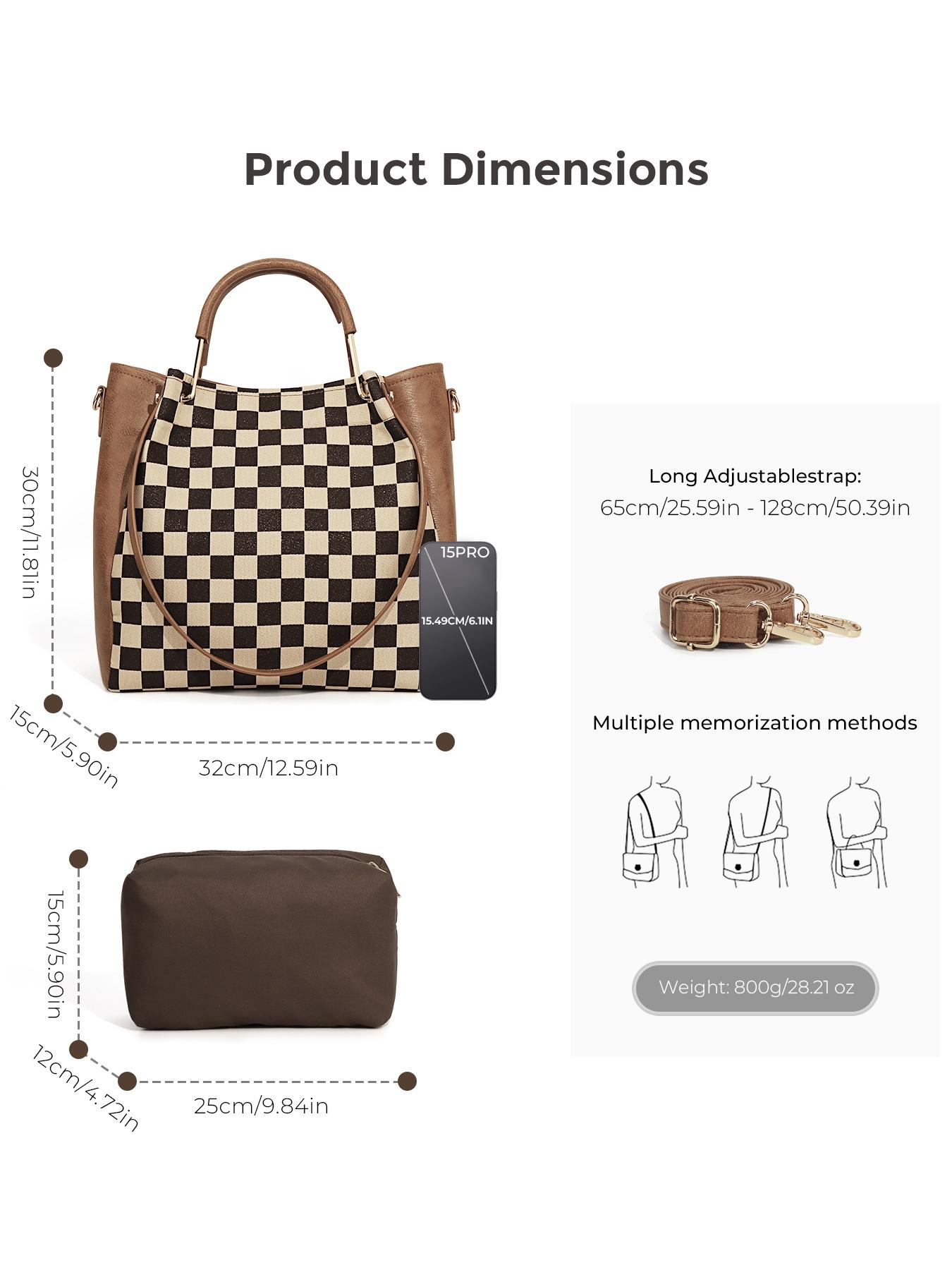 Women's Fashionable Checkered Handbag Set, Including Large Capacity Handbag & Crossbody Bag, Trendy Versatile Daily Commuting Bag Set