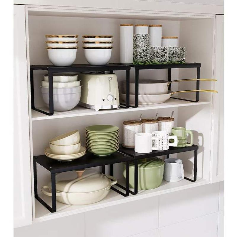 Kitchen Cabinet Organizer Set, Multi-Layer Storage Rack Easy Assembly for Pots, Bowls, Dishes, Spices, Countertop Shelf, Cupboard Dividers, Kitchen Organizers