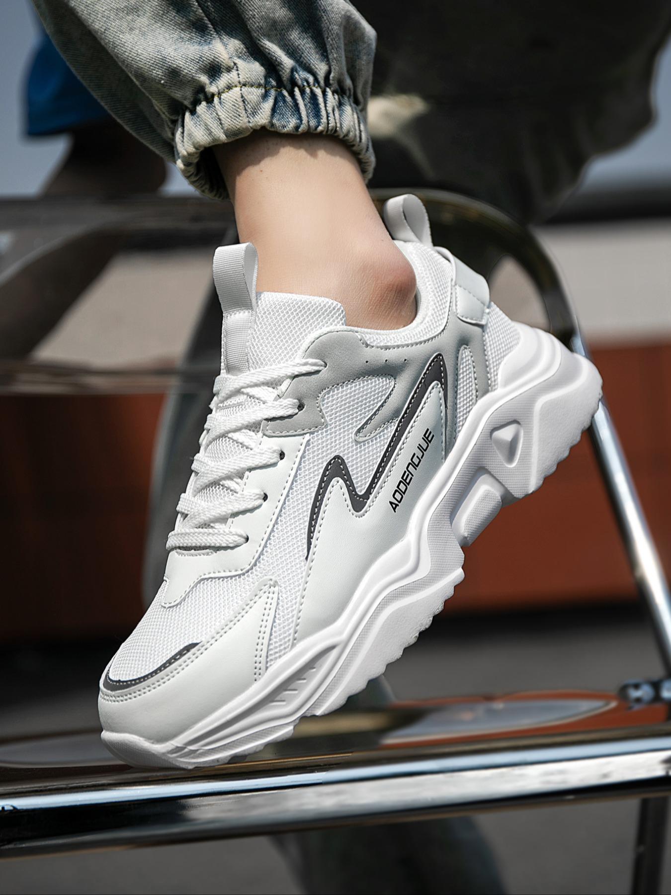 Men's Fashionable Patchwork Lace Up Low Top Sneakers, Casual Comfortable Sports Running Shoes, Trendy All-match Sneakers for Daily Wear