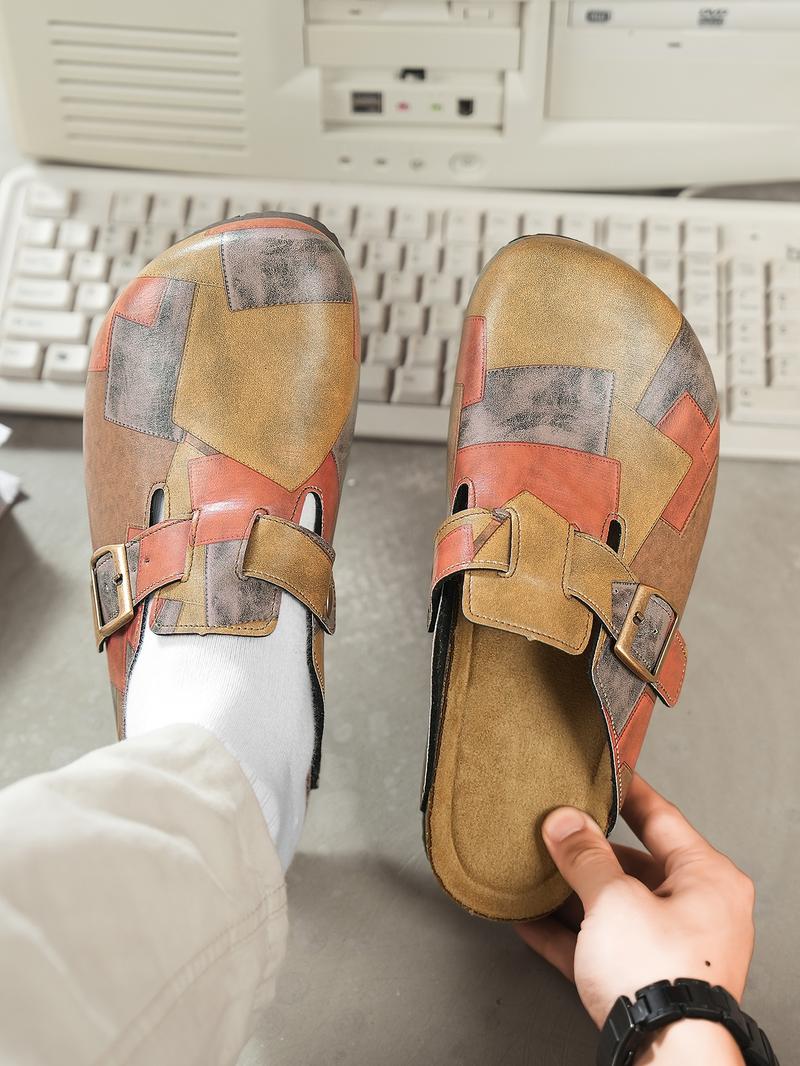 Unisex Birk Sandals, Comfortable Patchwork Design, Bohemian Style, Durable Daily Wear, All-Season Shoes, Casual Outdoor & Home Use, Flat Buckle Clogs