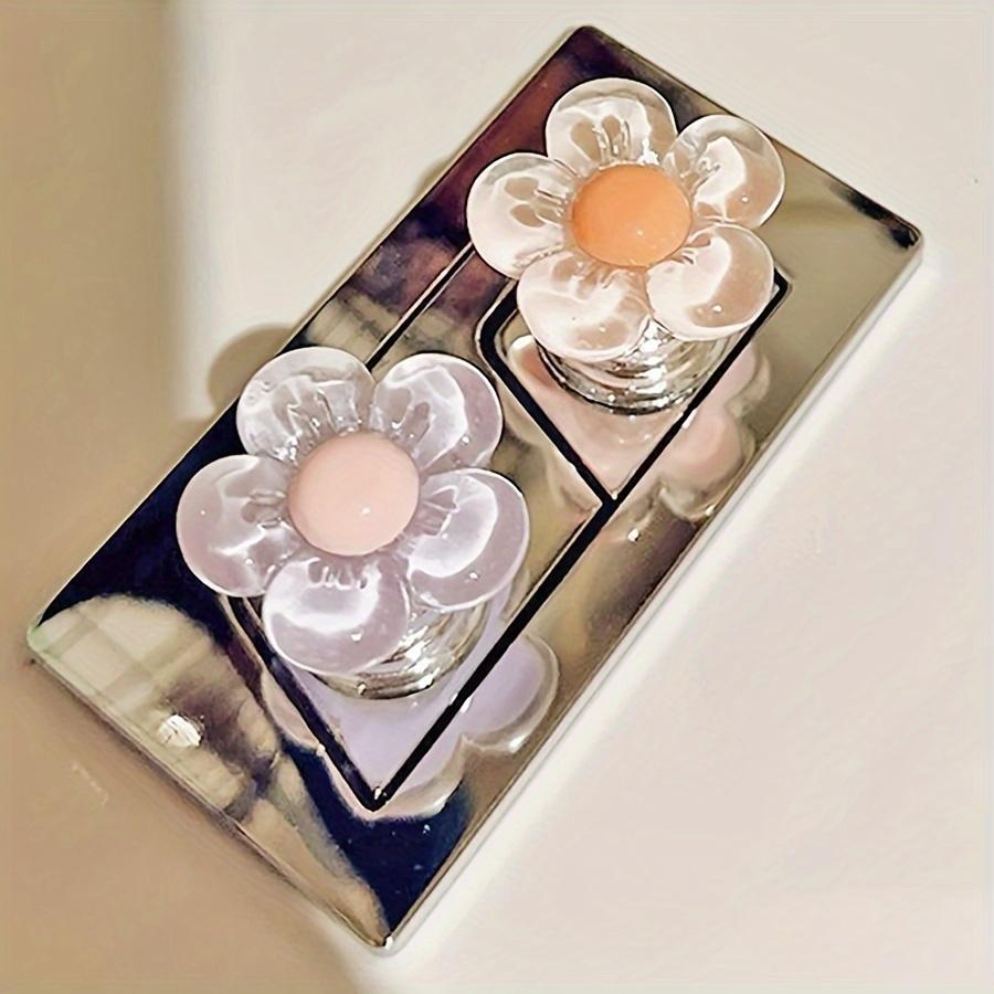 1/2pcs-Easy to press, cute and charming cartoon flower toilet flush handle, stylish bathroom accessory, elegant, suitable for long nail care