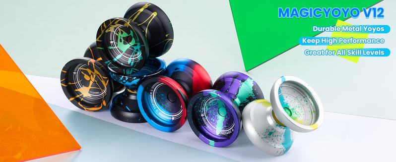 MAGICYOYO V12 Finger Spin Yoyo Professional Responsive Yoyo for Kids & Adults, Unresponsive Yoyo for Advanced, Professional Yoyo with 12 Yoyo Strings & Yo-Yo Accessory Kit