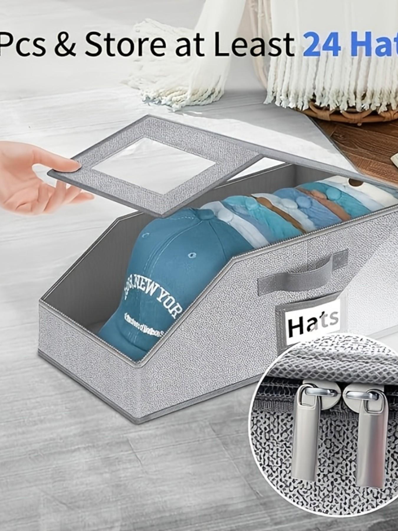 Baseball Cap Storage Box, Stackable Design with Transparent Lid, Flip-Top Access for Easy Organization, Ideal Wardrobe Solution