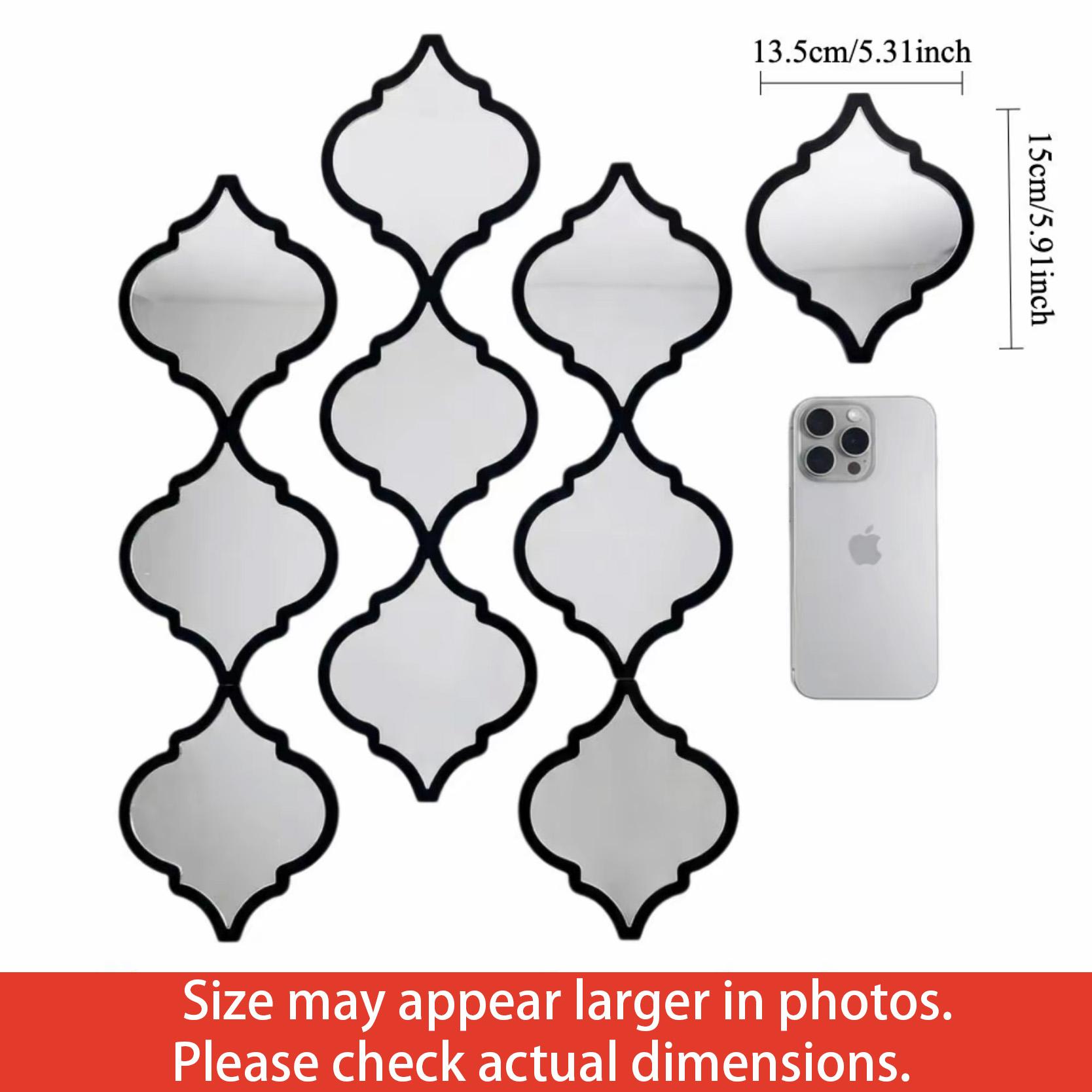 9pcs/12pcs Moroccan Style Artistic Mirror Set, Classic Wall-Mounted, Plastic Frame, Polished Ends, Ideal for Bathroom, Living Room, Hallway Decor